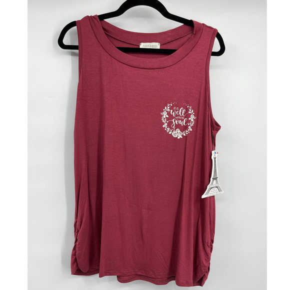 French Pastry Womens Burgundy Tank Top Sleeveless Tee Soft Lightweight Size 2X - Picture 1 of 10